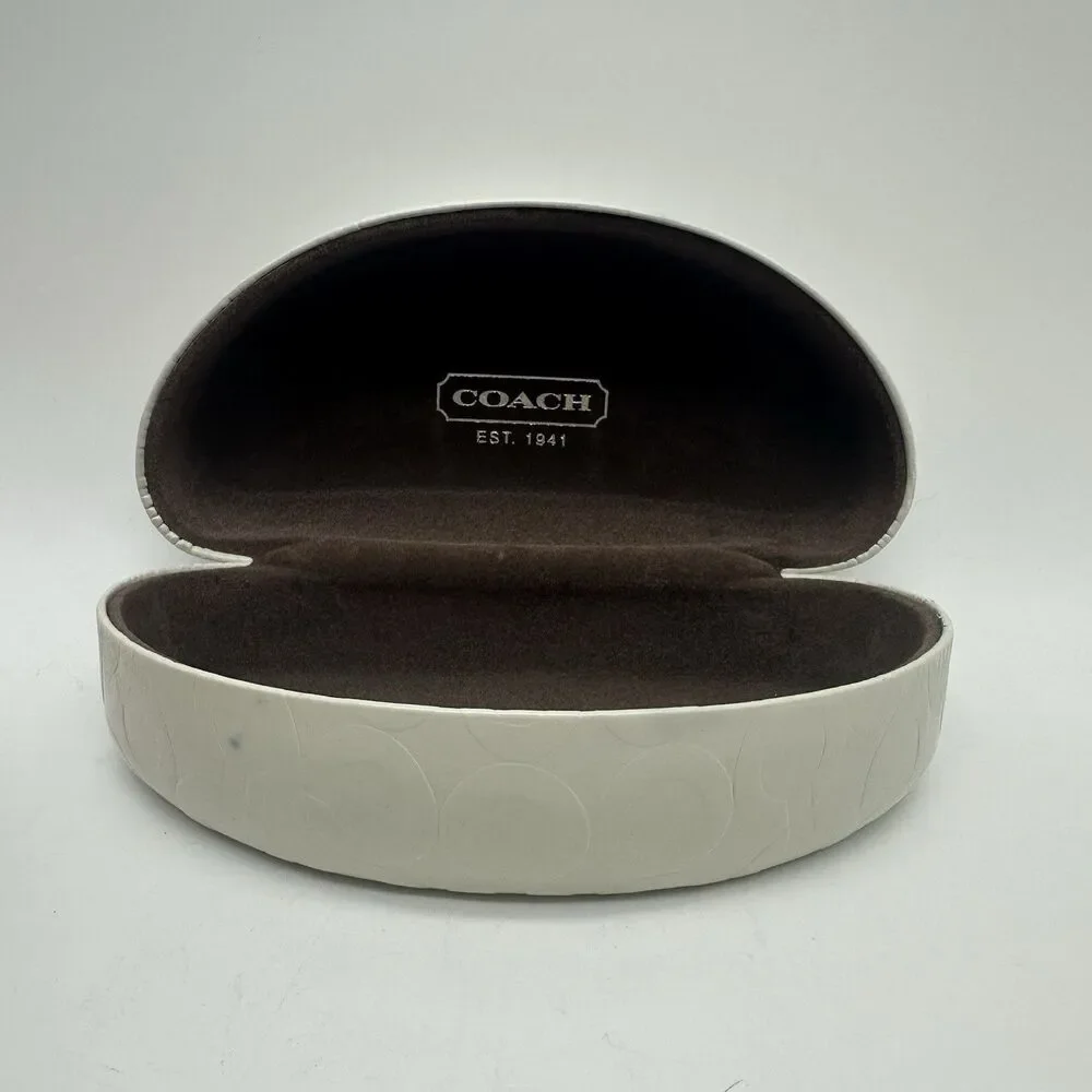 Coach Original White Logo Hard Sunglass Case Holder Sunglasses Microfiber Cloth